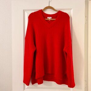 Nordstrom Oversized Soft Red V Neck Sweater